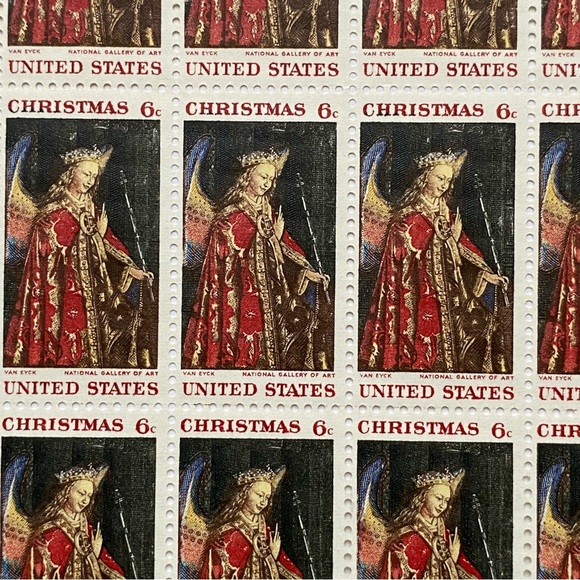 Christmas Stamp 1968 Van Eyck National Gallery of Art 6 Cent Sheet of 50 Mint - Picture 6 of 14